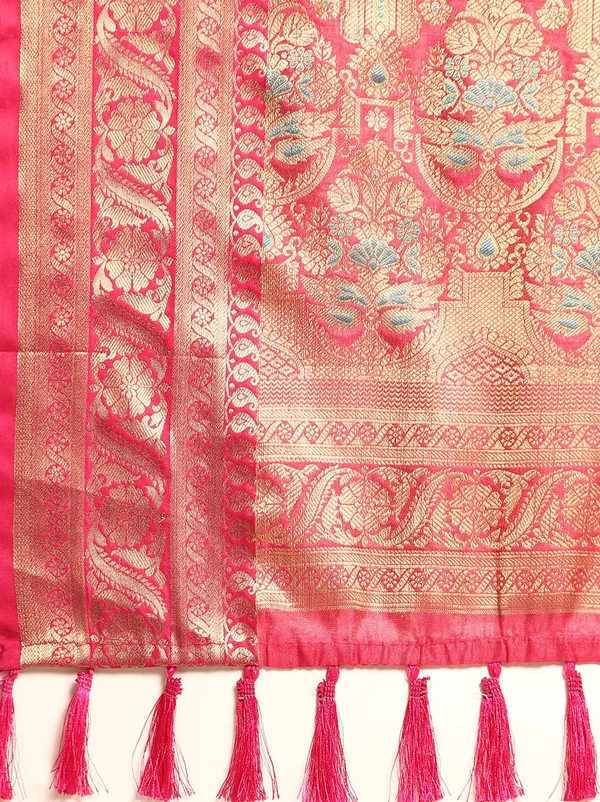 Pink_Silk_Blend_Saree_for_Women
