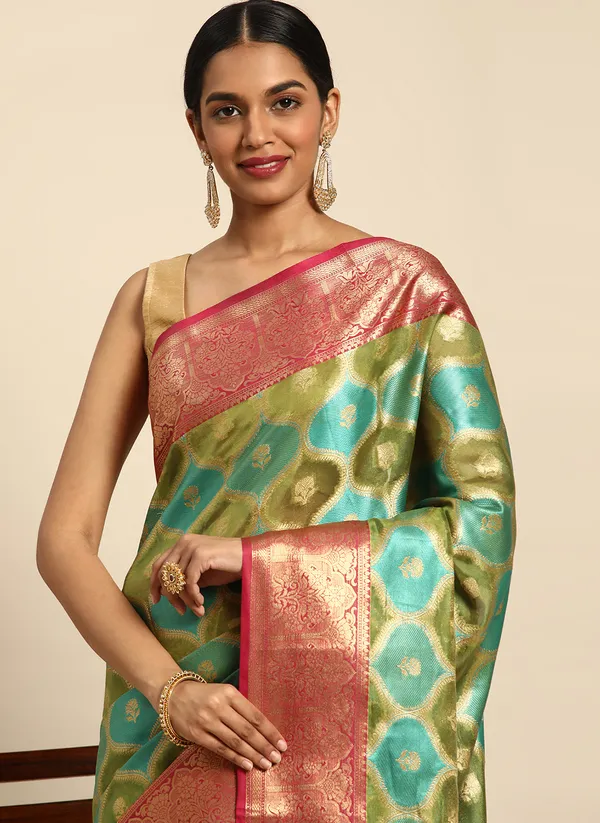 Green_Silk_Blend_Saree_for_Women
