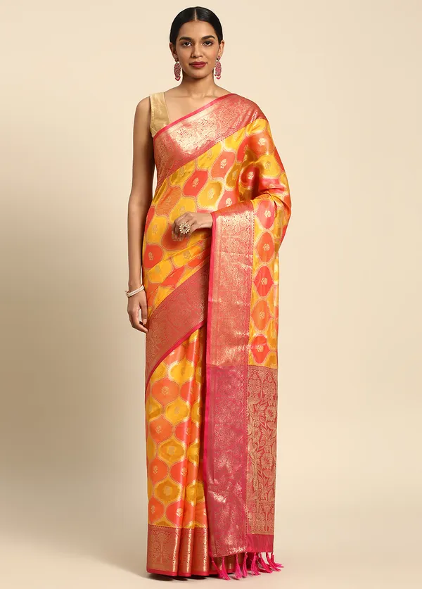 Yellow_Silk_Blend_Saree_for_Women