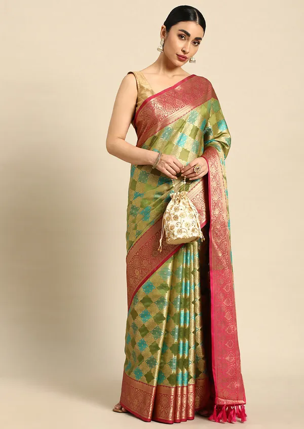 Green_Silk_Blend_Saree_for_Women