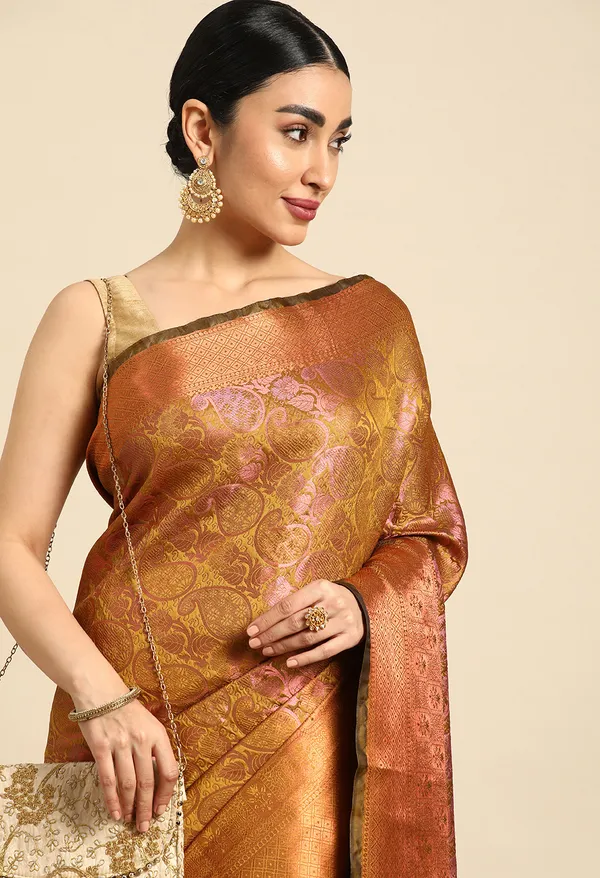Mustard_Silk_Blend_Saree_for_Women