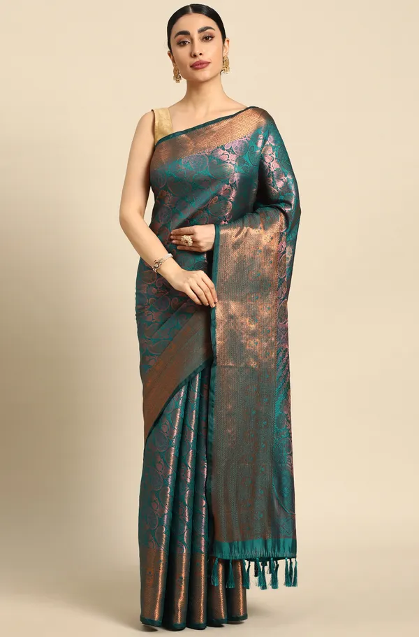 Green_Silk_Blend_Saree_for_Women