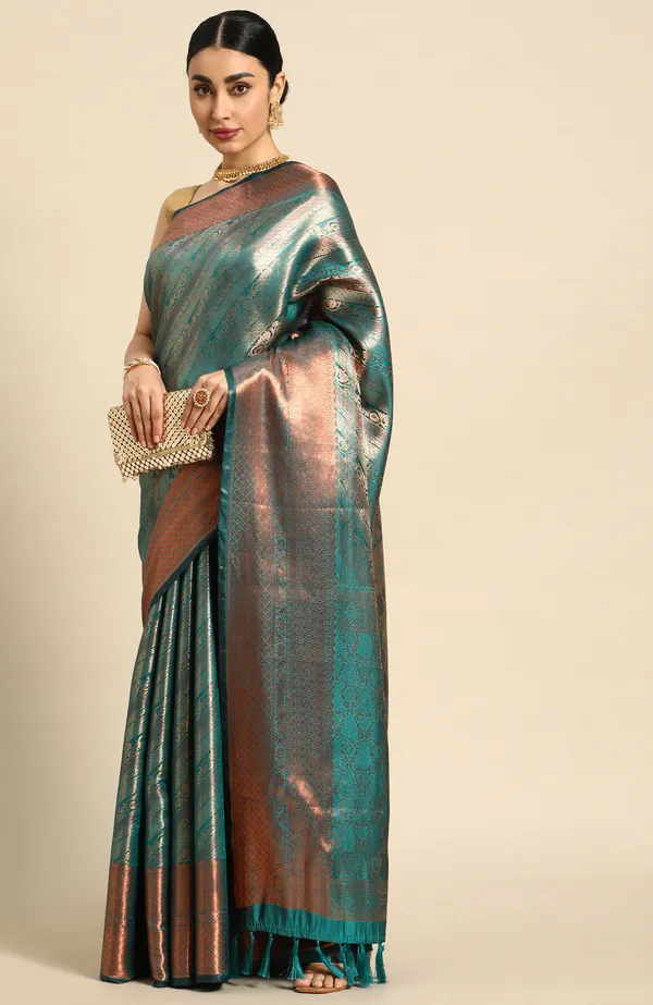 Green_Silk_Blend_Saree_for_Women
