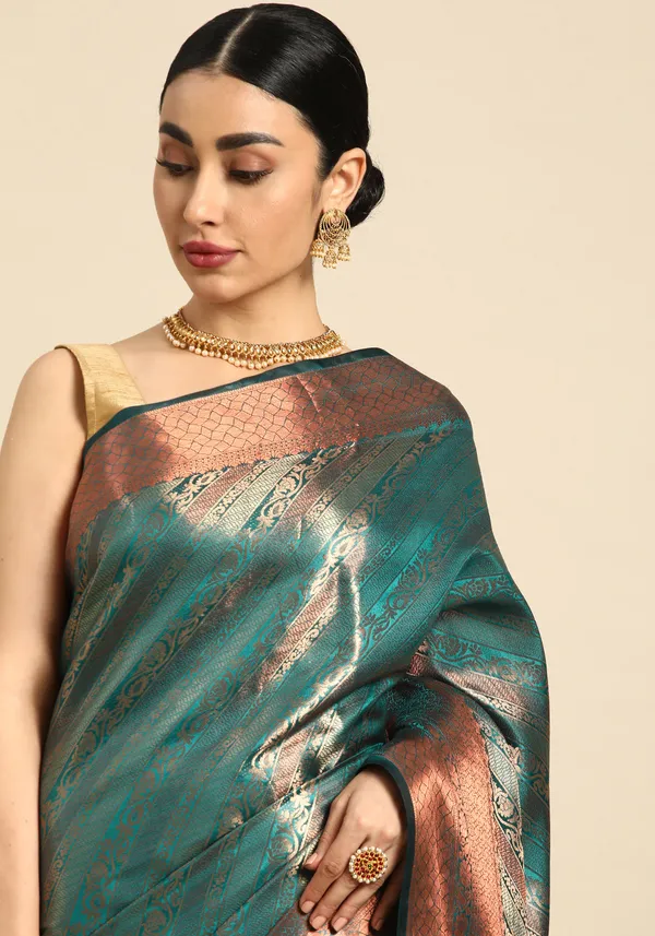 Green_Silk_Blend_Saree_for_Women