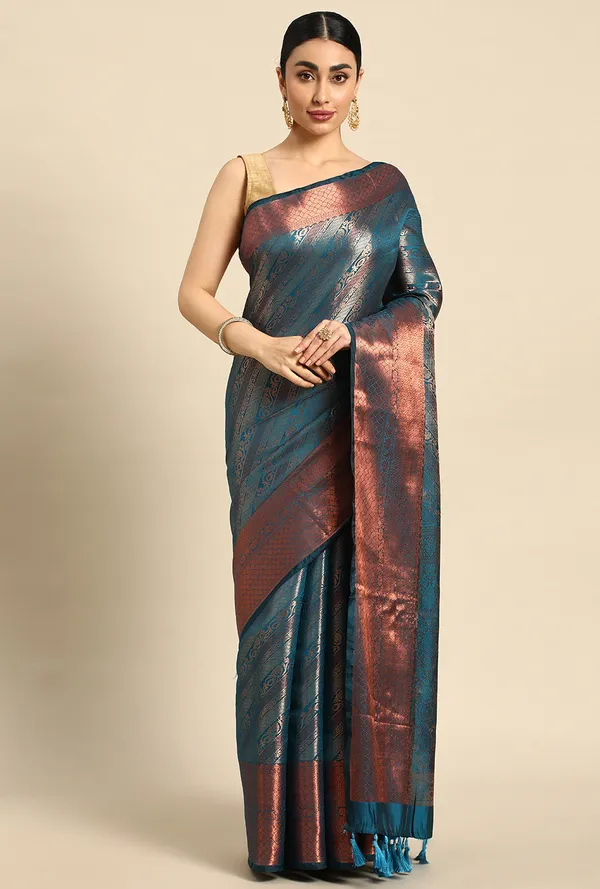 Light_Blue_Silk_Blend_Saree_for_Women