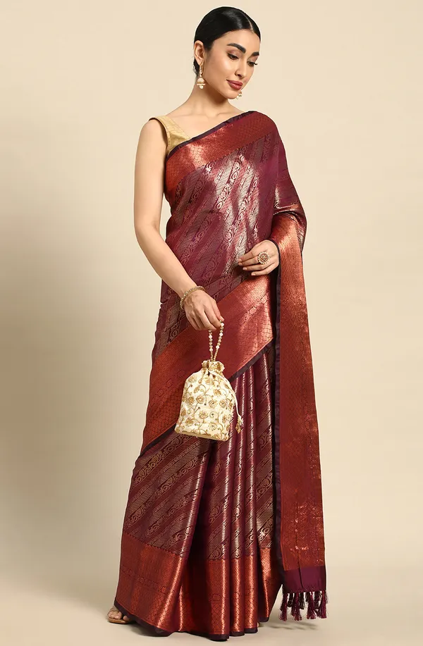 Maroon_Silk_Blend_Saree_for_Women