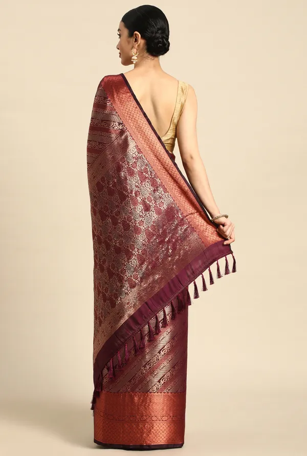 Maroon_Silk_Blend_Saree_for_Women