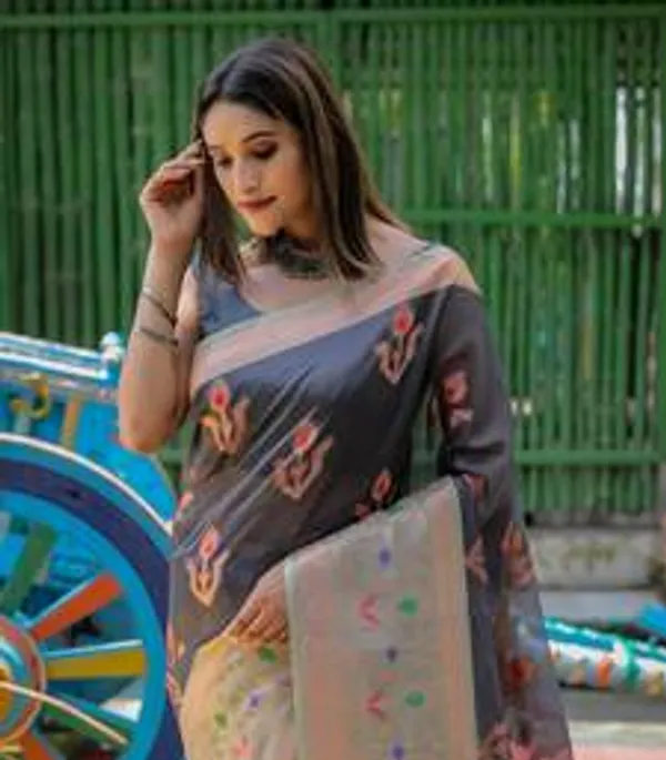 Grey_Organza_Saree_for_Women