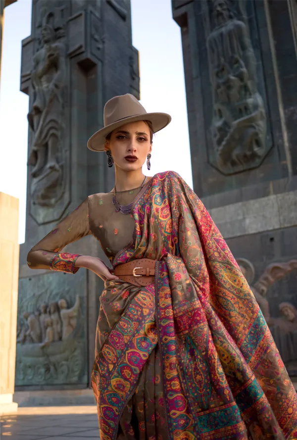 Organza_Silk_Kashmiri_Woven_Saree
