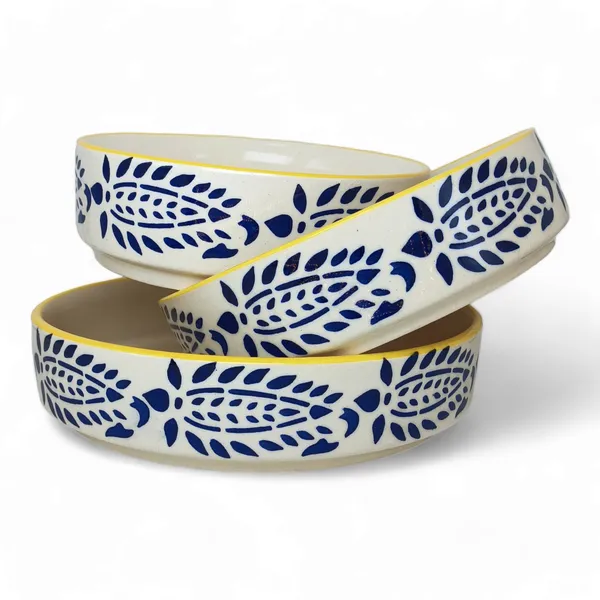 Ceramic_Salad_Tray/Bowl_|_Deep_Dish_Bowl_|_Set_Of_3_(5.5_Inch,_6.5Inch,_7.5Inch)_|_Blue_Leaf_Design