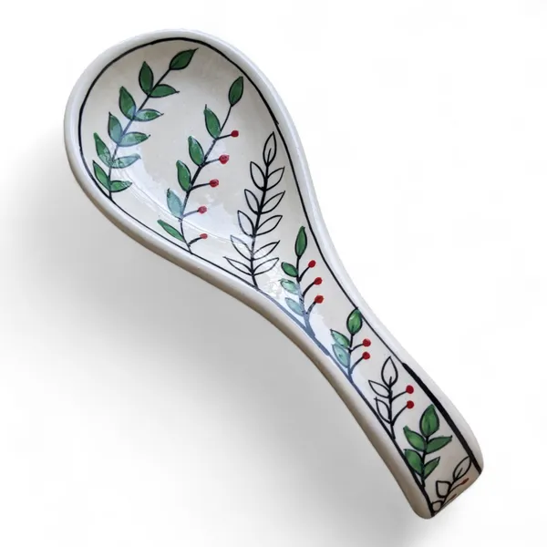 Hand-Painted_Ceramic_Spoon_Rest_with_Leaf_Design