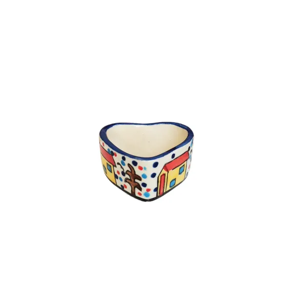 Hand-Painted_Village_Scene_Ceramic_Small_Mini_Bowls_-_Set_of_6,_Chutney_/_Seasoning_Bowls_,_Heart_Shape