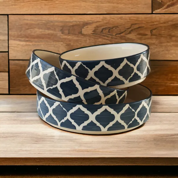 Kitchen_|_Ceramic_Salad_Tray/Bowl_|_Deep_Dish_Bowl_|_Salad_Plate_|_Serving_Snacks_Tray_|_Grey_Design_|_Set_of_3_(5.5_inch,_6.5inch,_7.5inch)_|_3_Snacks/Salad_Bowls_|