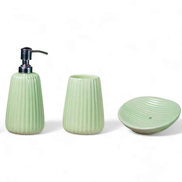 Ceramic_Bathroom_Set_of_3_Pcs_|_Soap_Dispenser_|_Toothbrush_Holder_|_Soap_Dish_|_Soft_Green_Colour_|_Musk_Melon_Design