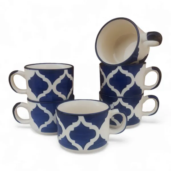 Morraccan_Art_Tea_Cups_|_Glossy_Finish_|_Premium_Stoneware_|_Ceramic_Tea_Cup_|_180_ml_|_Set_of_6_|_Blue