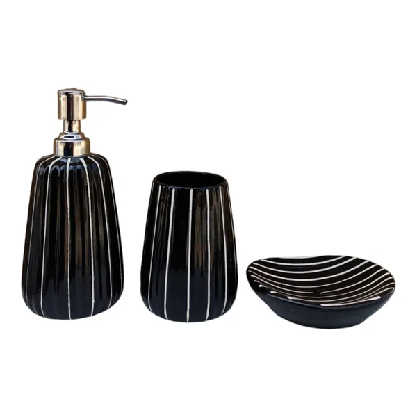 Black_Ceramic_Bathroom_Accessories_Set_for_Utility_and_Bathroom_Decor_|_Include_1_Liquid_Soap_Dispenser_Corrosion_Free_Steel_Knob,_1_Soap_Tray,_1_Toothbrush_and_Toothpaste_Holder,_3_Pcs_Set