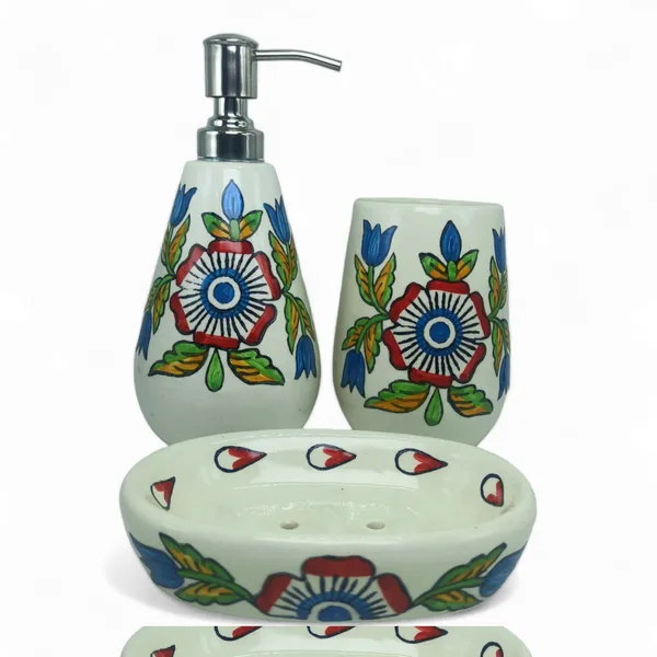 Ceramic_Bathroom_Accessories_Set_for_Utility_and_Bathroom_Decor_|_Liquid_Soap_Dispenser,_soap_Tray,_Toothbrush_Holder_Hand_Crafted_(Color_:_Multicolor)