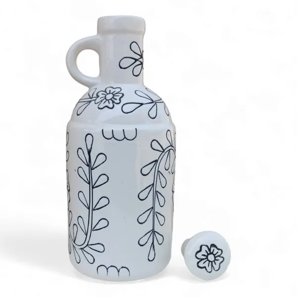 _Ceramic_Uniquely_Black_Flower_Design_Oil_Dispenser_with_lid_|_Kitchen_Items_100%_Food_&_Microwave_Safe|_Ideal_for_Storage_of_Any_Liquid_Oil,_1_Liter