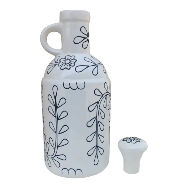 _Ceramic_Uniquely_Black_Flower_Design_Oil_Dispenser_with_lid_|_Kitchen_Items_100%_Food_&_Microwave_Safe|_Ideal_for_Storage_of_Any_Liquid_Oil,_1_Liter
