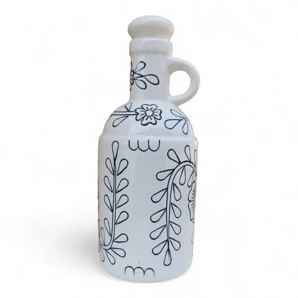_Ceramic_Uniquely_Black_Flower_Design_Oil_Dispenser_with_lid_|_Kitchen_Items_100%_Food_&_Microwave_Safe|_Ideal_for_Storage_of_Any_Liquid_Oil,_1_Liter