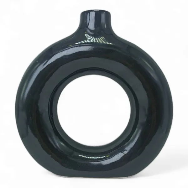 8_Inch_Donut_Vase_|_Flower_Vase_|_Vase_|_Vases_for_Home_D?cor_|_Flower_Vases_Home_Decor_|_Ceramic_Vase_|_Vase_for_Living_Room,_Waterproof_Earthy_Matte_Finish,_8_Inches_|_Black_Colour
