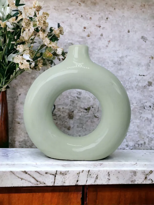 _8_Inch_Donut_Vase_|_Flower_Vase_|_Vase_|_Vases_for_Home_D?cor_|_Flower_Vases_Home_Decor_|_Ceramic_Vase_|_Vase_for_Living_Room,_Waterproof_Earthy_Matte_Finish,_8_Inches_|_White_Colour
