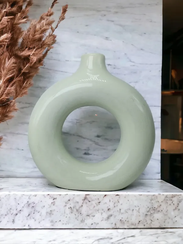 _8_Inch_Donut_Vase_|_Flower_Vase_|_Vase_|_Vases_for_Home_D?cor_|_Flower_Vases_Home_Decor_|_Ceramic_Vase_|_Vase_for_Living_Room,_Waterproof_Earthy_Matte_Finish,_8_Inches_|_White_Colour