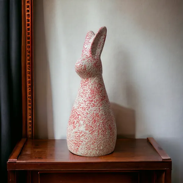 Elegant_Ceramic_Rabbit_Sculpture_�_Modern_Home_Decor_Accent_|_Height:_9.5_Inch_/24_Cm_|_Pink_Spray