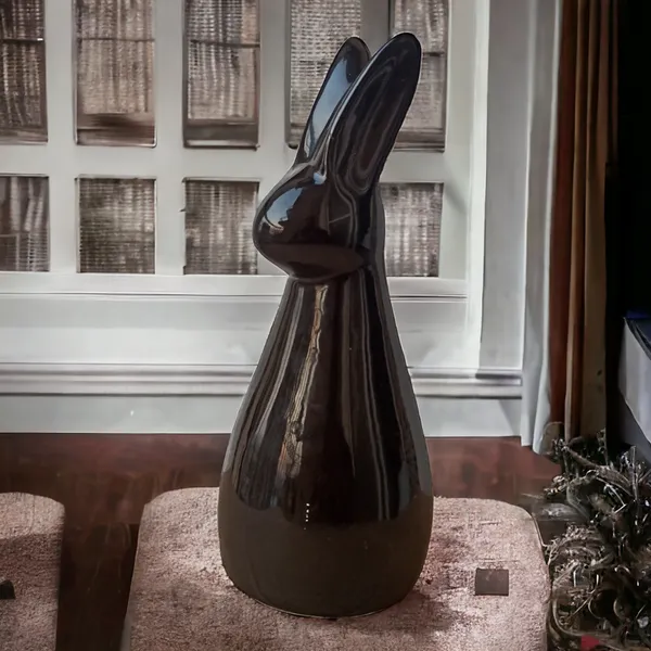 Elegant_Minimalist_Ceramic_Rabbit_Sculpture_??Modern_Home_Decor_Accent__|_Height:_9.5_Inch_/24_Cm