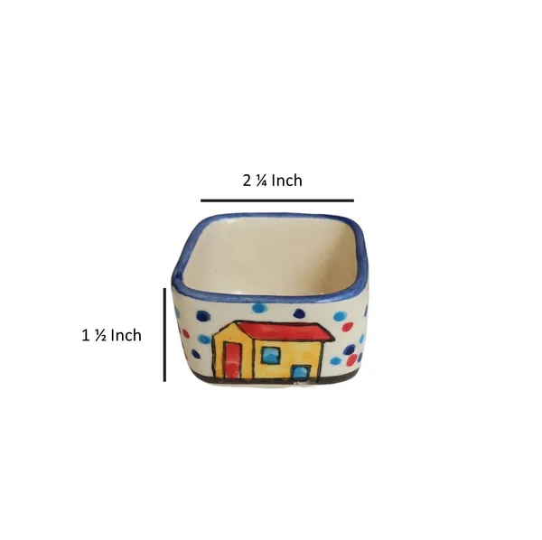 Handpainted_6_Dips_of_Hut_Ceramic_Dip_Bowl/Chutney_Bowl/Pickle_Bowl/Sauce_Serving_Bowl_Set_(50_ML,_Small,_6-Pieces,_Multicolour,_Cartoon_Shape_Square)