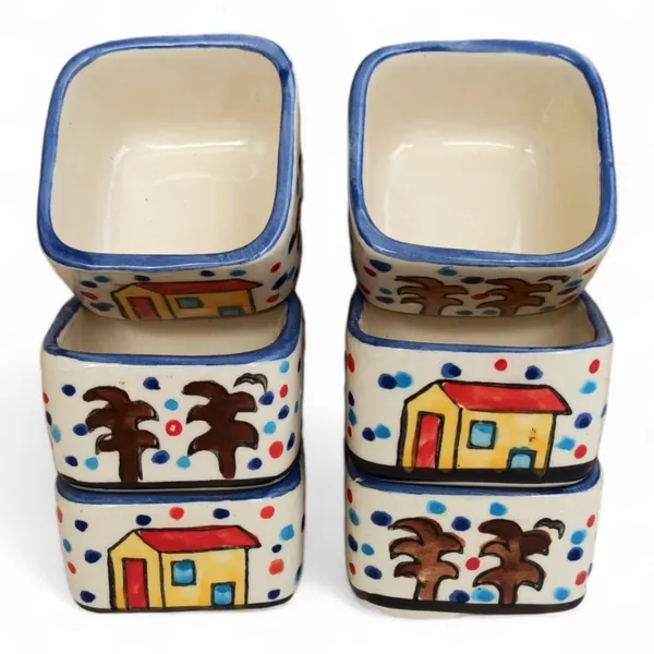 Handpainted_6_Dips_of_Hut_Ceramic_Dip_Bowl/Chutney_Bowl/Pickle_Bowl/Sauce_Serving_Bowl_Set_(50_ML,_Small,_6-Pieces,_Multicolour,_Cartoon_Shape_Square)