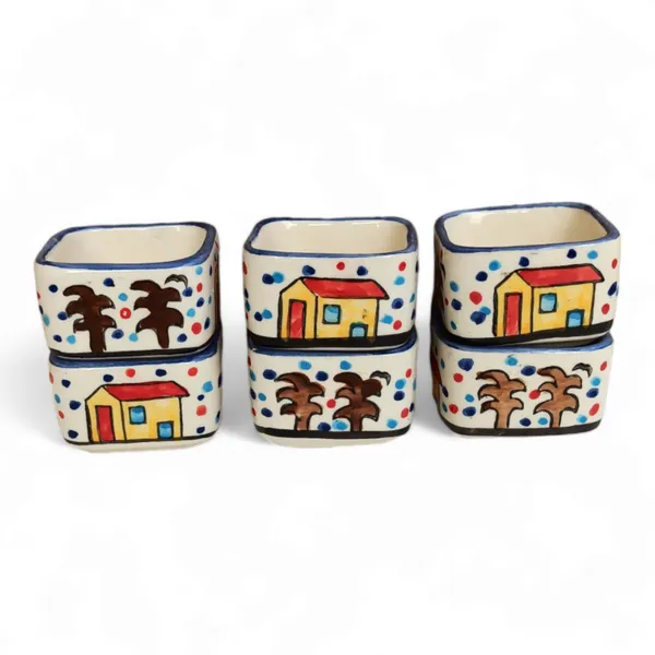 Handpainted_6_Dips_of_Hut_Ceramic_Dip_Bowl/Chutney_Bowl/Pickle_Bowl/Sauce_Serving_Bowl_Set_(50_ML,_Small,_6-Pieces,_Multicolour,_Cartoon_Shape_Square)