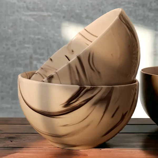 _Pack_of_2_Ceramic_Italian_Marble_Print_Handcrafted_Double_Shade_Bowl_Set_??Perfect_for_Vegetables_and_Serving,_Ideal_for_Home_Kitchen_Dining_Table,_(Cream_with_Black_Swirl)_(14cm_x_8cm)