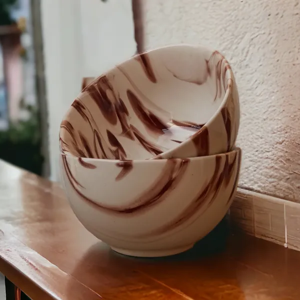 _Pack_of_2_Ceramic_Italian_Marble_Print_Handcrafted_Double_Shade_Bowl_Set_??Perfect_for_Vegetables_and_Serving,_Ideal_for_Home_Kitchen_Dining_Table,_(Cream_with_Brown_Swirl)_(14cm_x_8cm)