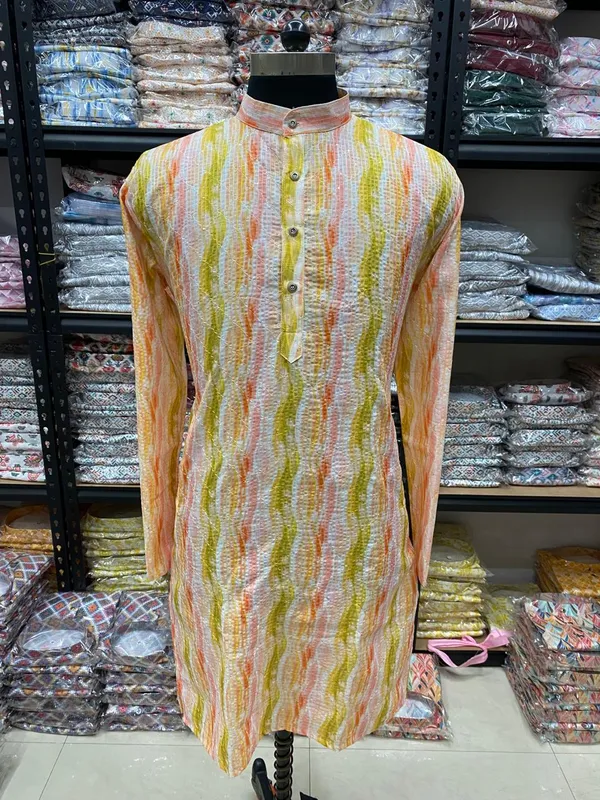 New_Super_Trending_Designer_Kurta_For_Men_With_Crochet_Sequence_Work_And_Digital_Print