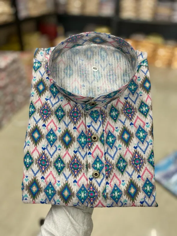 New_Super_Trending_Designer_Kurta_For_Men_With_Crochet_Sequence_Work_And_Digital_Print