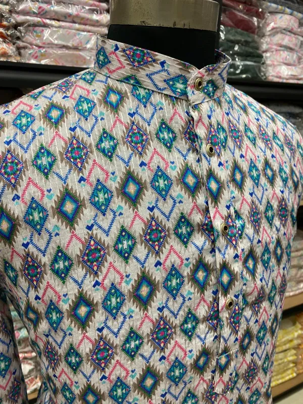 New_Super_Trending_Designer_Kurta_For_Men_With_Crochet_Sequence_Work_And_Digital_Print