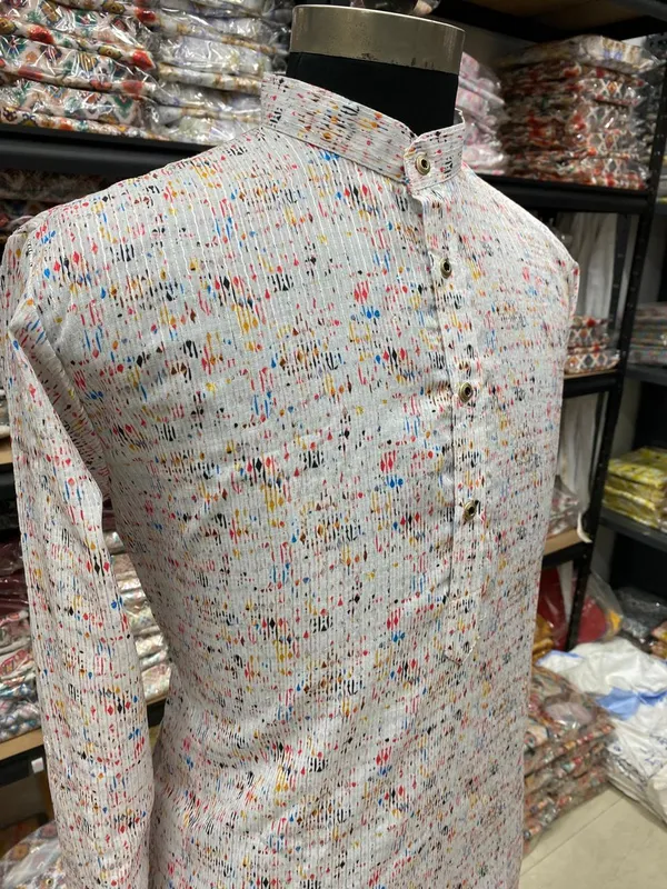 New_Super_Trending_Designer_Kurta_For_Men_With_Crochet_Sequence_Work_And_Digital_Print