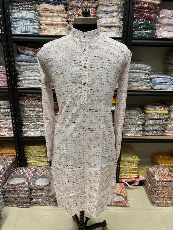New_Super_Trending_Designer_Kurta_For_Men_With_Crochet_Sequence_Work_And_Digital_Print