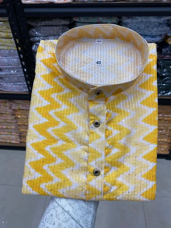 New_Super_Trending_Designer_Kurta_For_Men_With_Crochet_Sequence_Work_And_Digital_Print