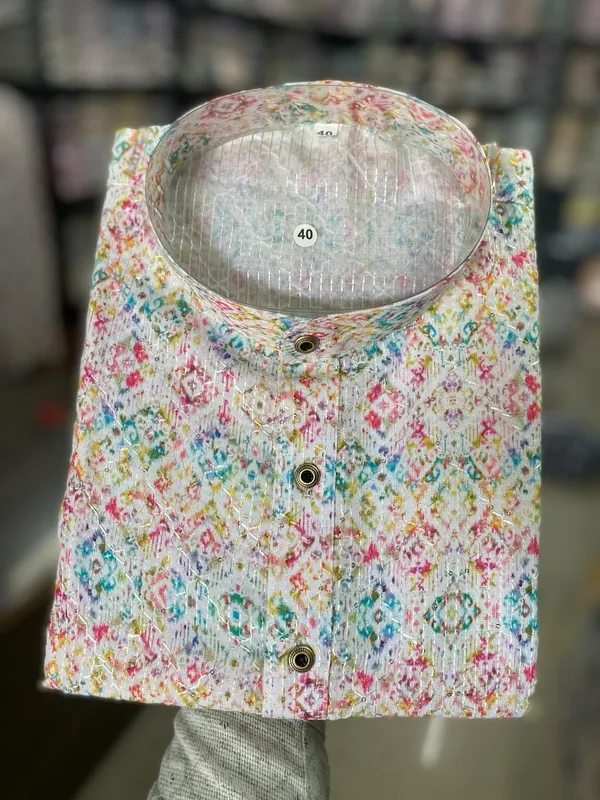 New_Super_Trending_Designer_Kurta_For_Men_With_Crochet_Sequence_Work_And_Digital_Print