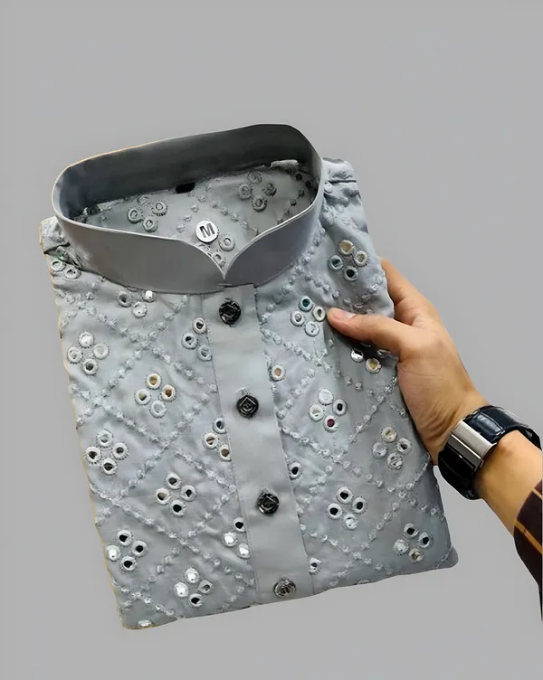 Grey_Men_Embroidered_A-Line_Kurta