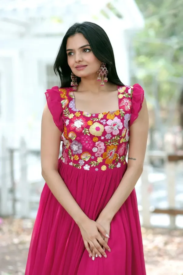 FOXDX_Pink_Women_Embroidered_Flared_Kurta