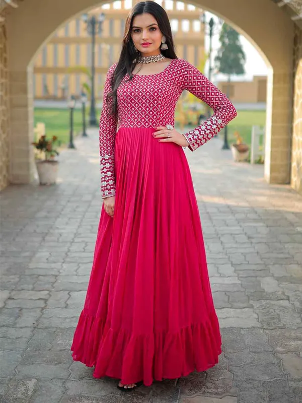 FOXDX_Pink_Women_Embellished_Anarkali_Gown_Kurta