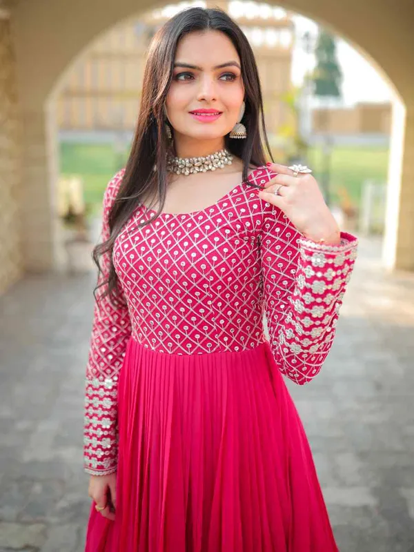 FOXDX_Pink_Women_Embellished_Anarkali_Gown_Kurta
