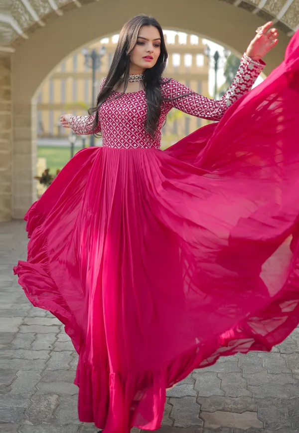 FOXDX_Pink_Women_Embellished_Anarkali_Gown_Kurta