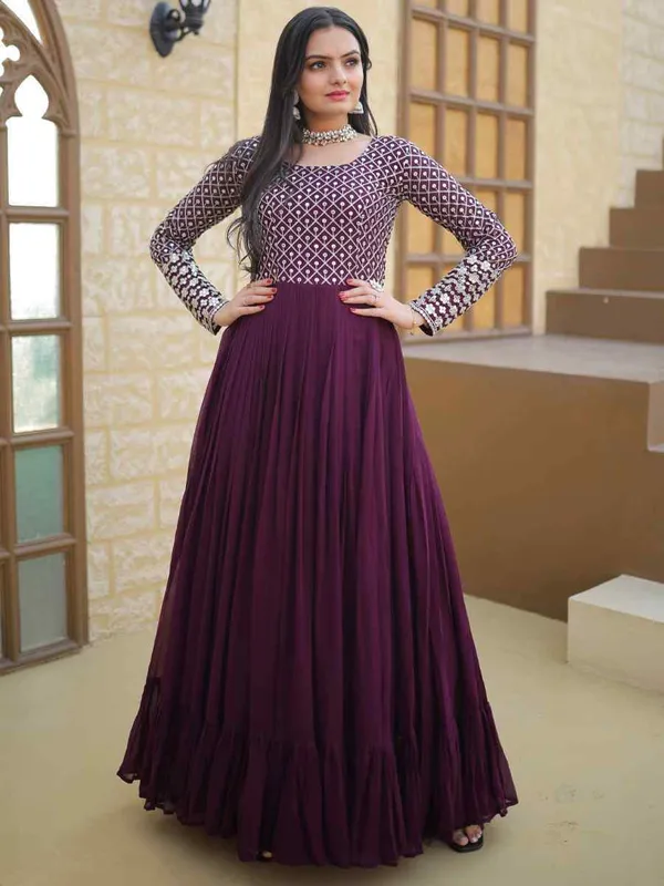 FOXDX_Purple_Women_Embellished_Anarkali_Gown_Kurta