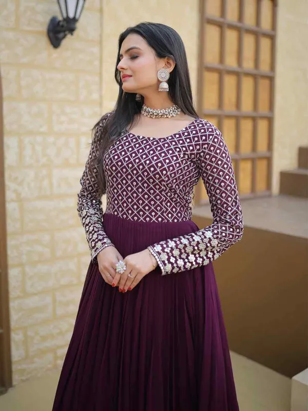 FOXDX_Purple_Women_Embellished_Anarkali_Gown_Kurta