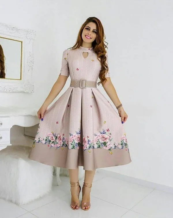 FOXDX_Multicolor_Satin_Fabric_Women_Fit_And_Flare_Dress