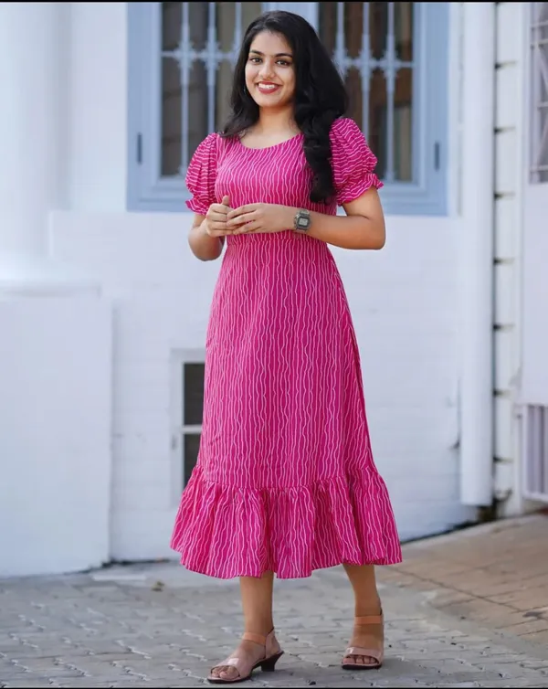 FOXDX_Pink_&_White_Women_A-Line_Dress